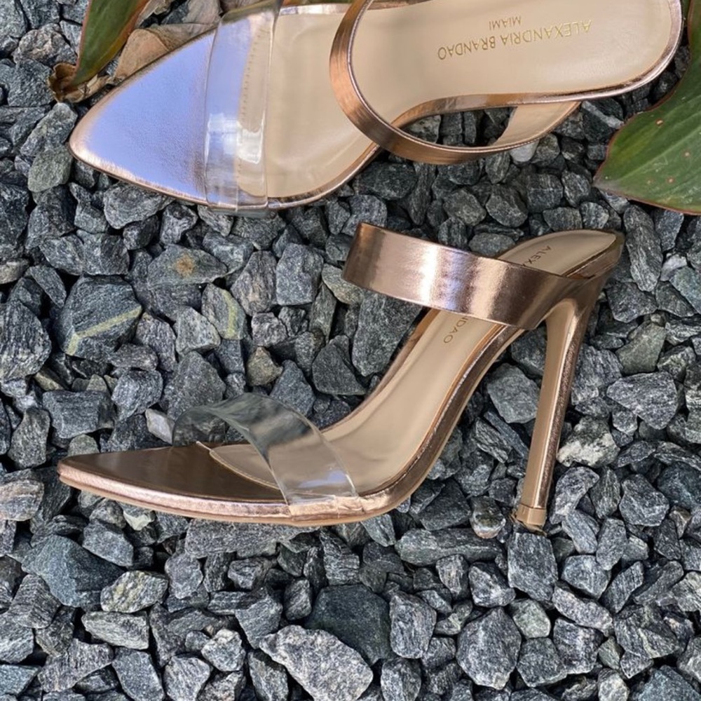 Alexandre Birman Rose Gold and Clear Heels
